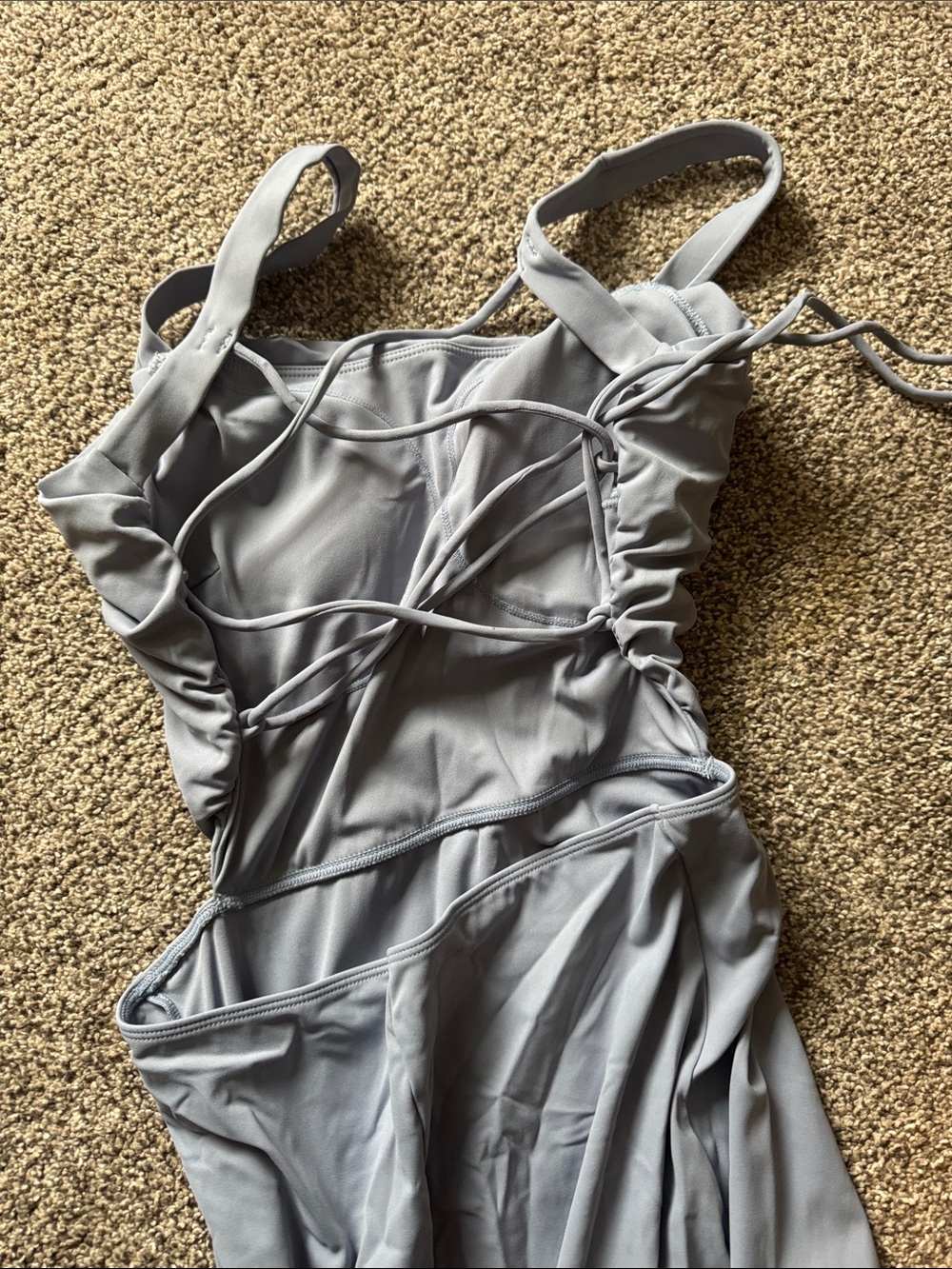 HALARA Light Slate Gray Maxi Dress with Side Slit and cutouts - Picture 2 of 4